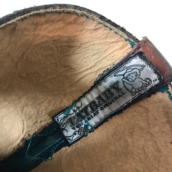 Ariat Boots Women 8 Fatbaby Brown Teal Embroidered Floral Square Toe Western - Picture 13 of 14